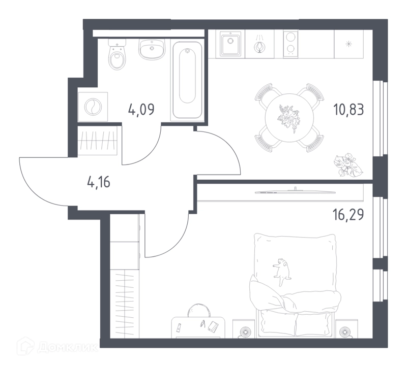 1-комнатная квартира 35.37 м² Горки Парк