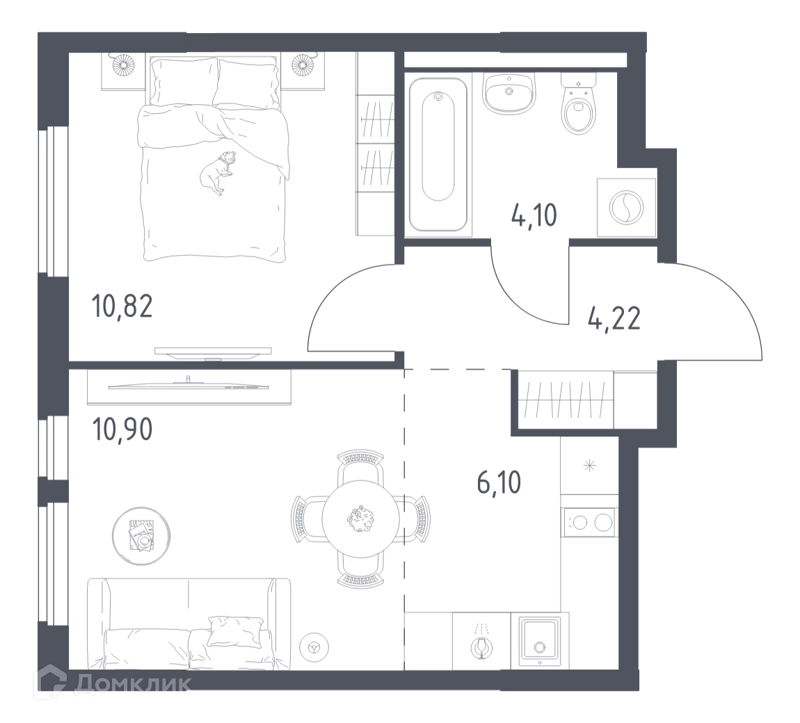 1-комнатная квартира 36.14 м² Горки Парк