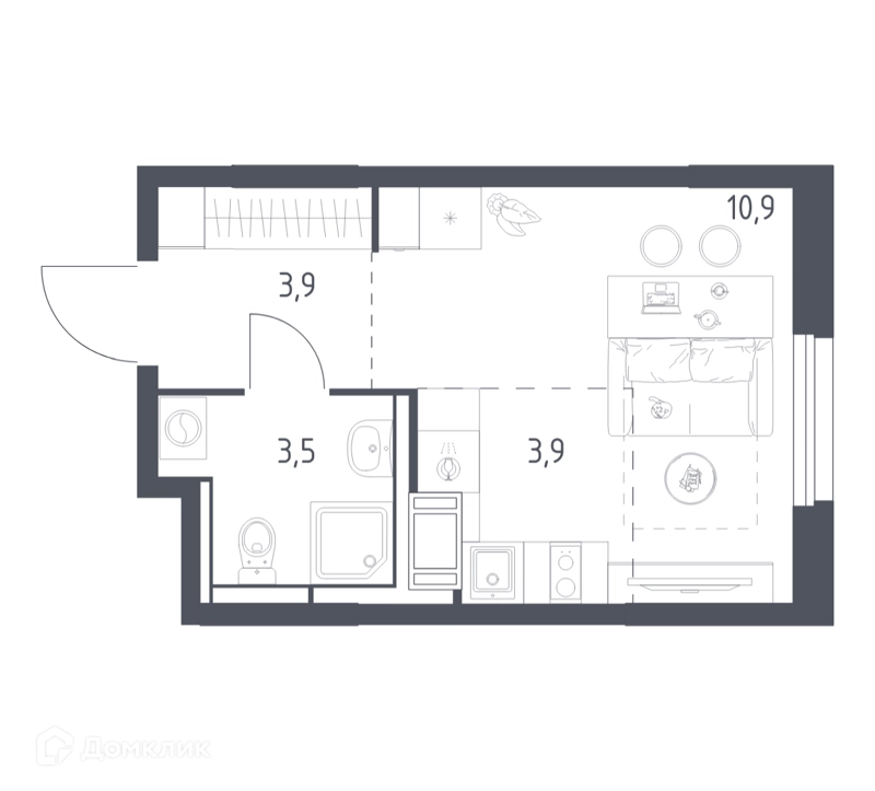 Студия 21.8 м² Мытищи Парк