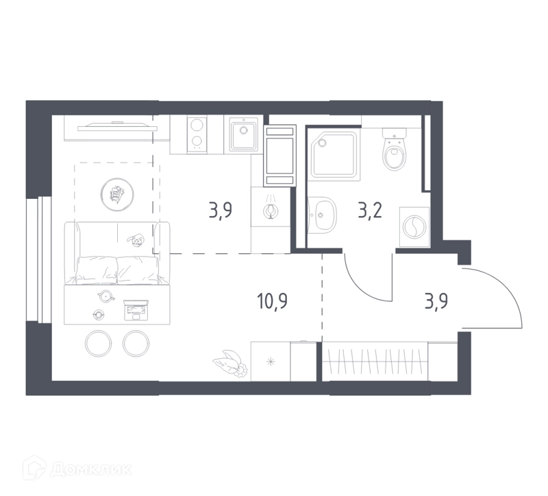 Студия 21.4 м² Мытищи Парк