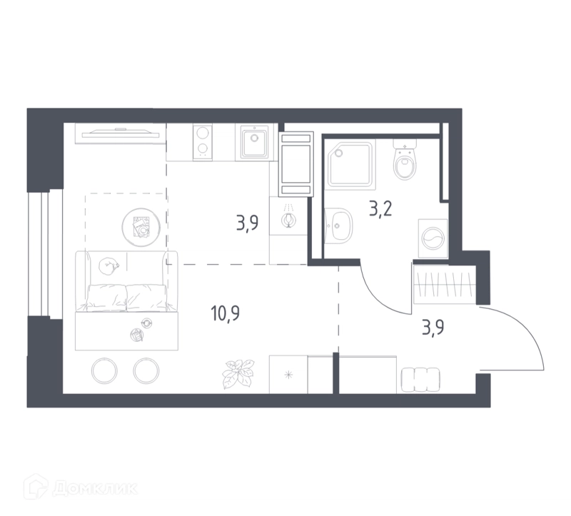 Студия 22.2 м² Мытищи Парк
