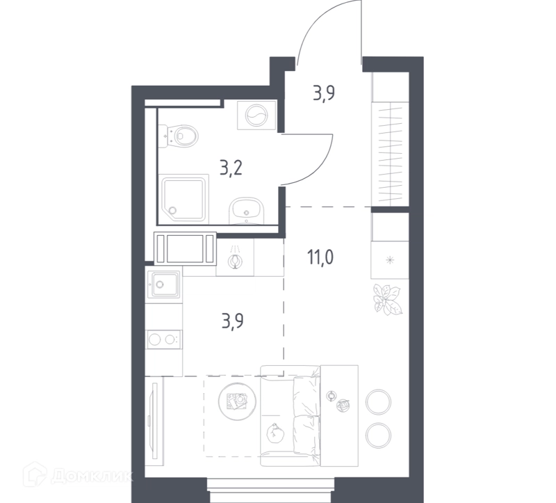 Студия 21.5 м² Мытищи Парк