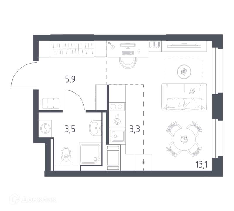 Студия 25.5 м² Мытищи Парк