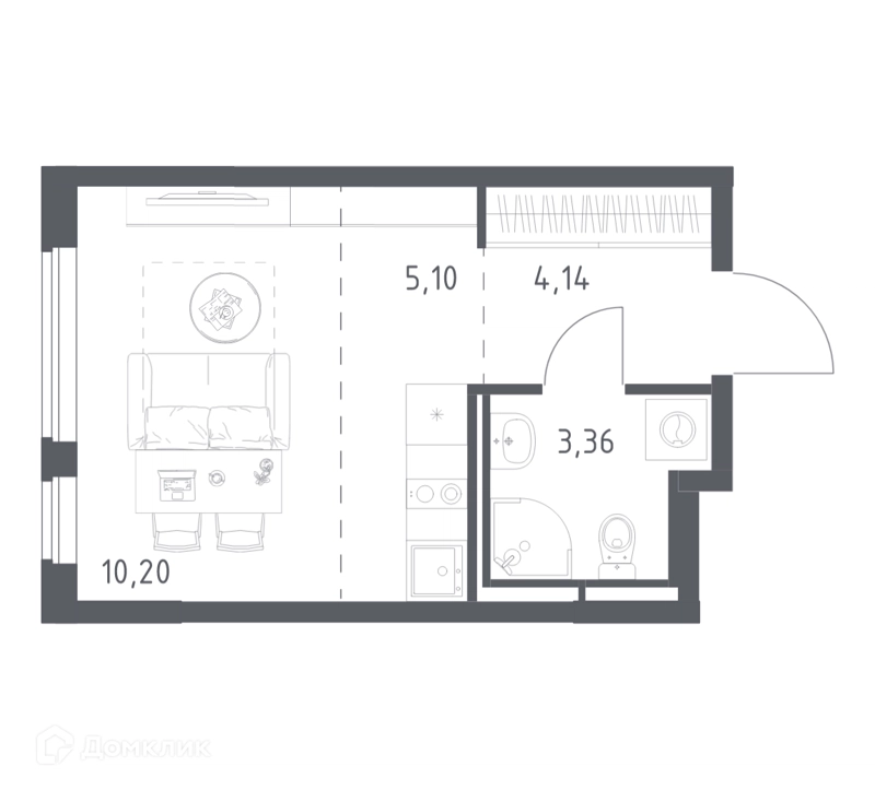 Студия 22.8 м² Мытищи Парк