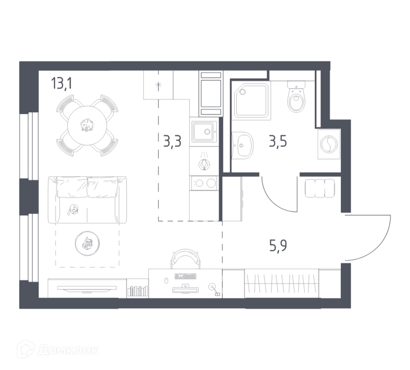 Студия 25.8 м² Мытищи Парк