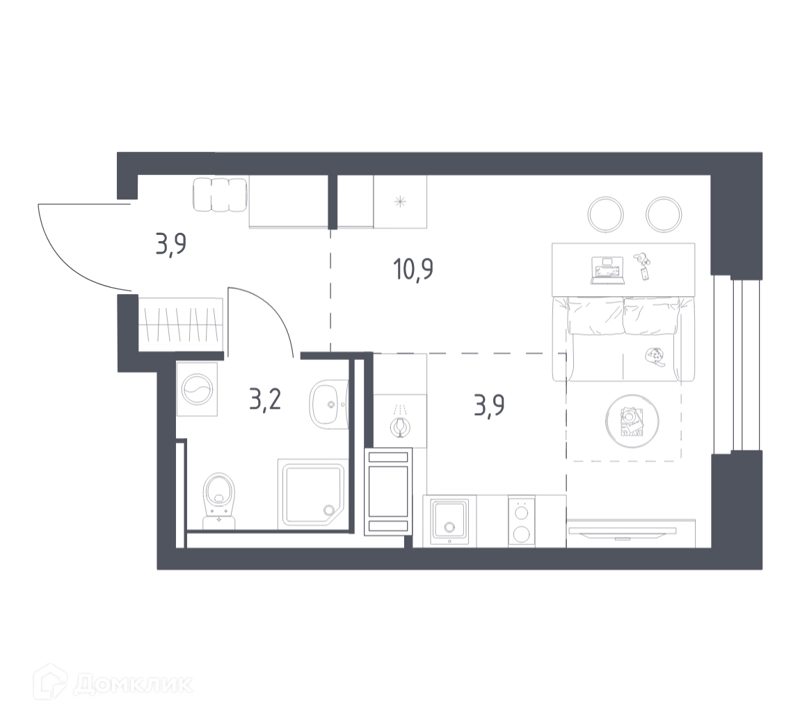 Студия 21.4 м² Мытищи Парк