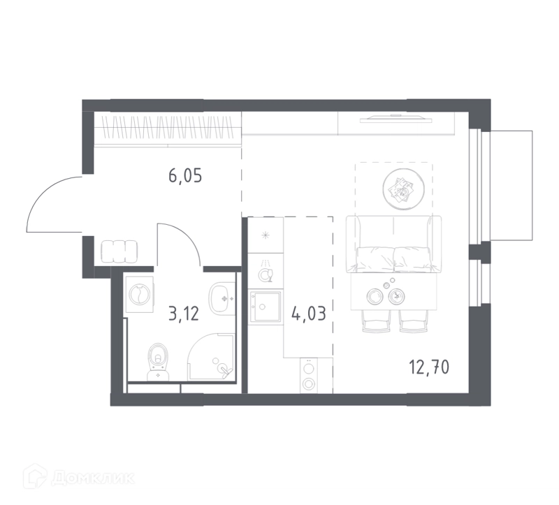Студия 25.9 м² Мытищи Парк