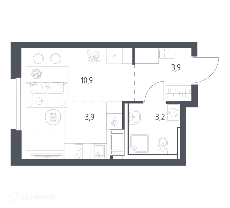 Студия 21.9 м² Мытищи Парк