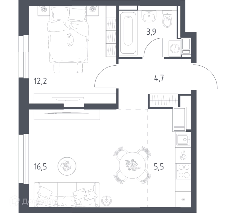 1-комнатная квартира 42.6 м² Мытищи Парк