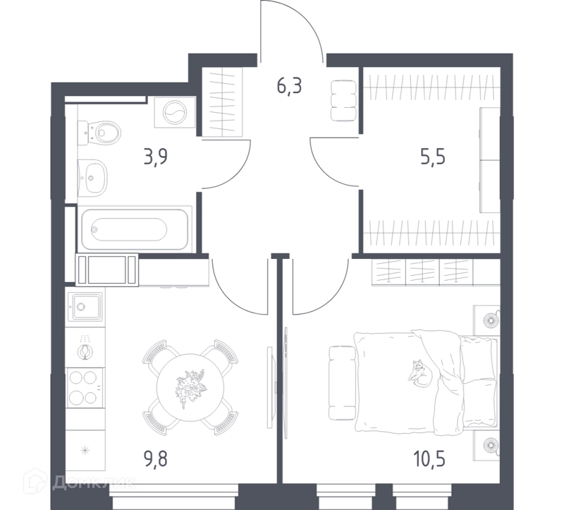 1-комнатная квартира 35.3 м² Мытищи Парк