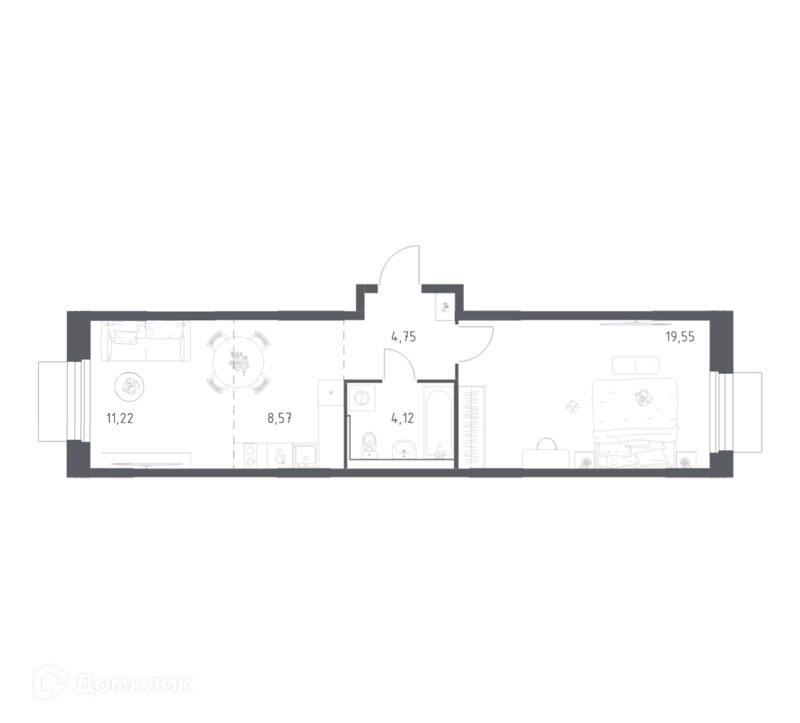 1-комнатная квартира 48.21 м² Мытищи Парк