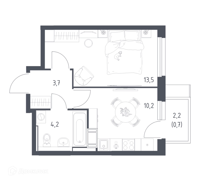 1-комнатная квартира 31.4 м² Мытищи Парк