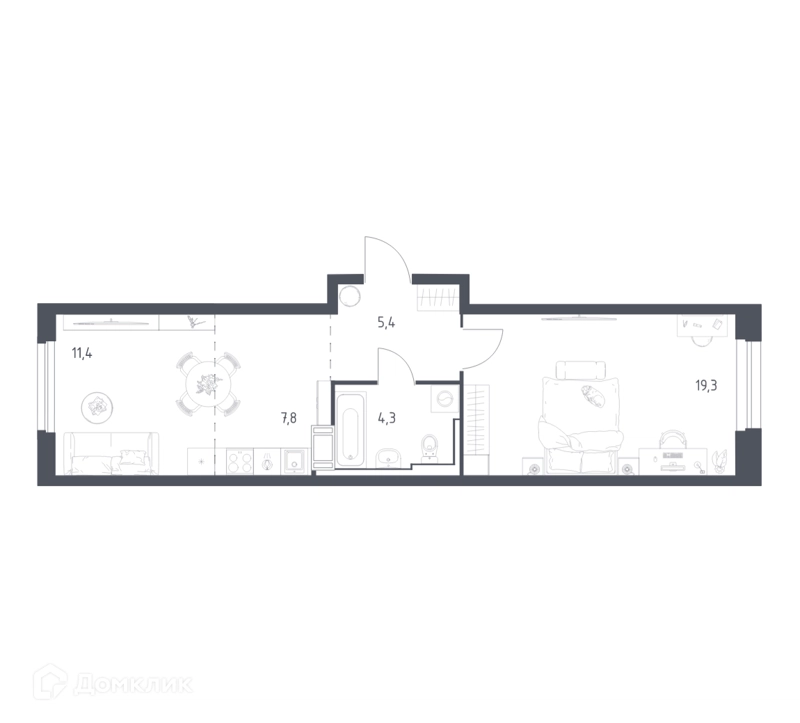 1-комнатная квартира 47.2 м² Мытищи Парк