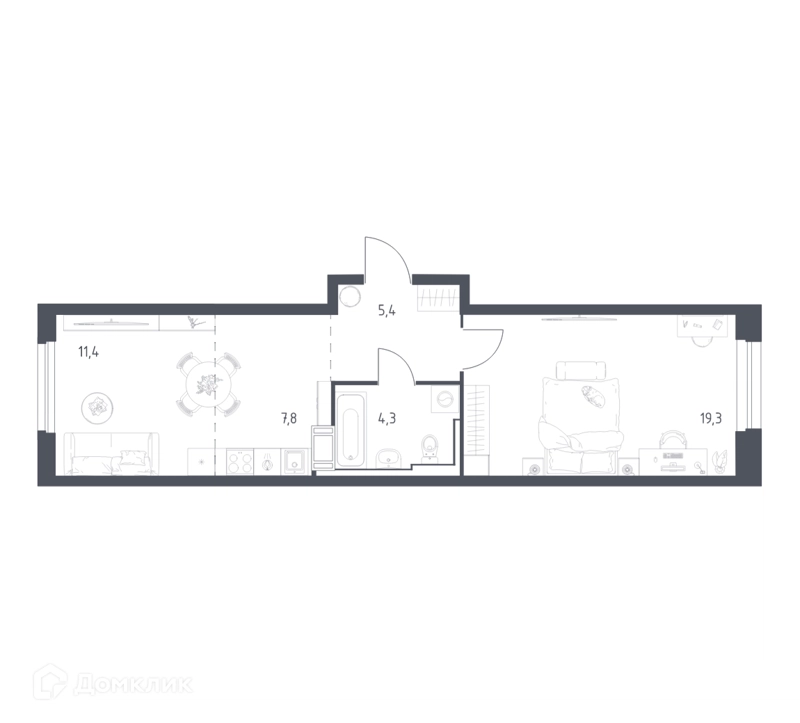 1-комнатная квартира 47.1 м² Мытищи Парк