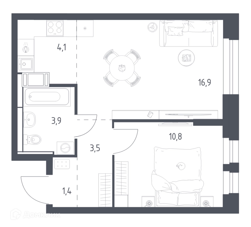 1-комнатная квартира 39.6 м² Мытищи Парк