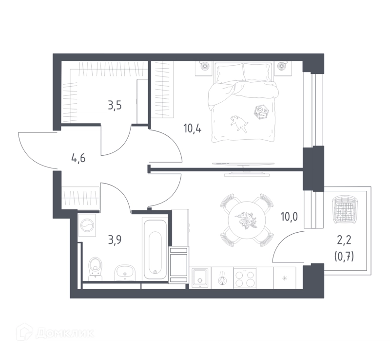 1-комнатная квартира 32.5 м² Мытищи Парк
