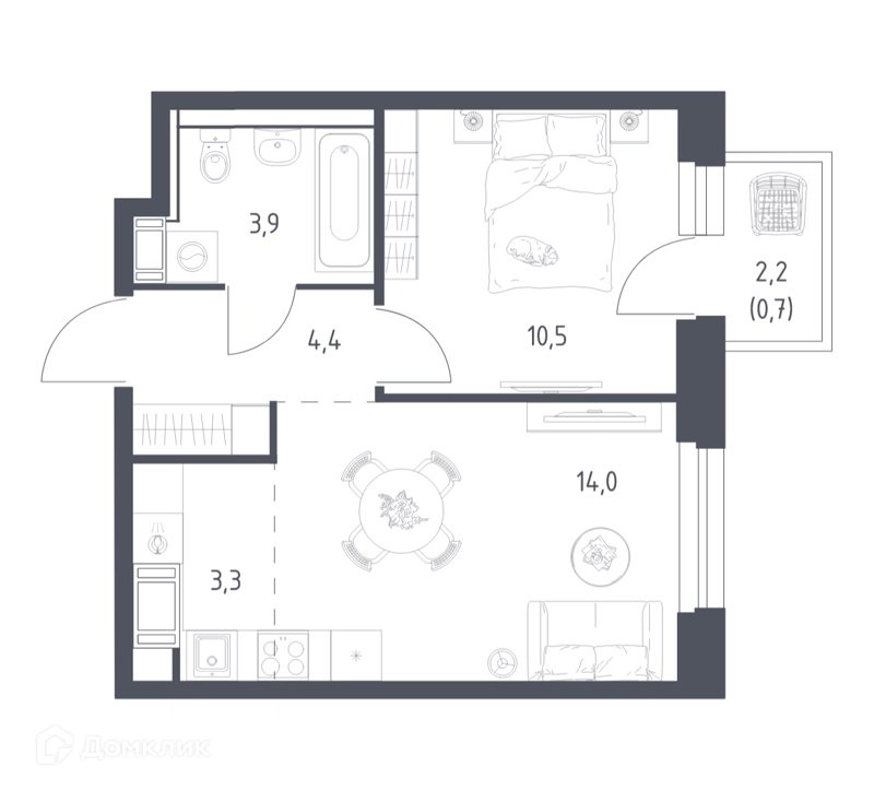 1-комнатная квартира 36.5 м² Мытищи Парк