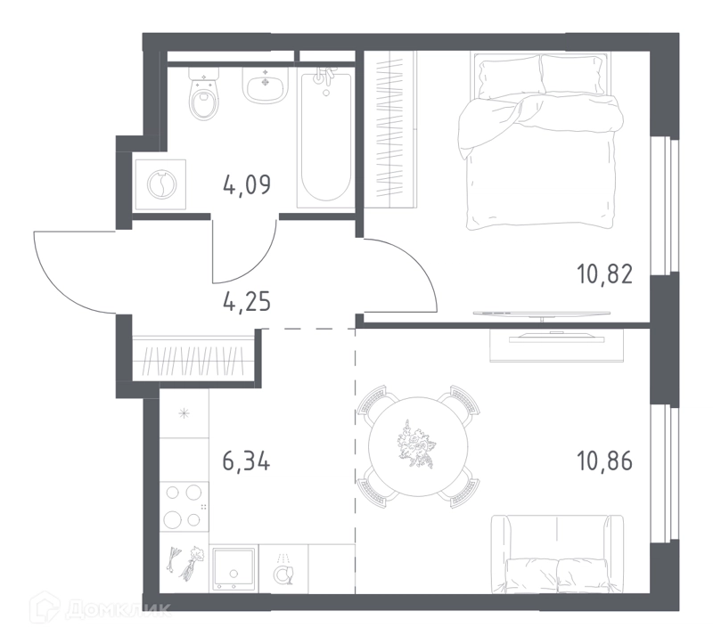 1-комнатная квартира 36.36 м² Мытищи Парк