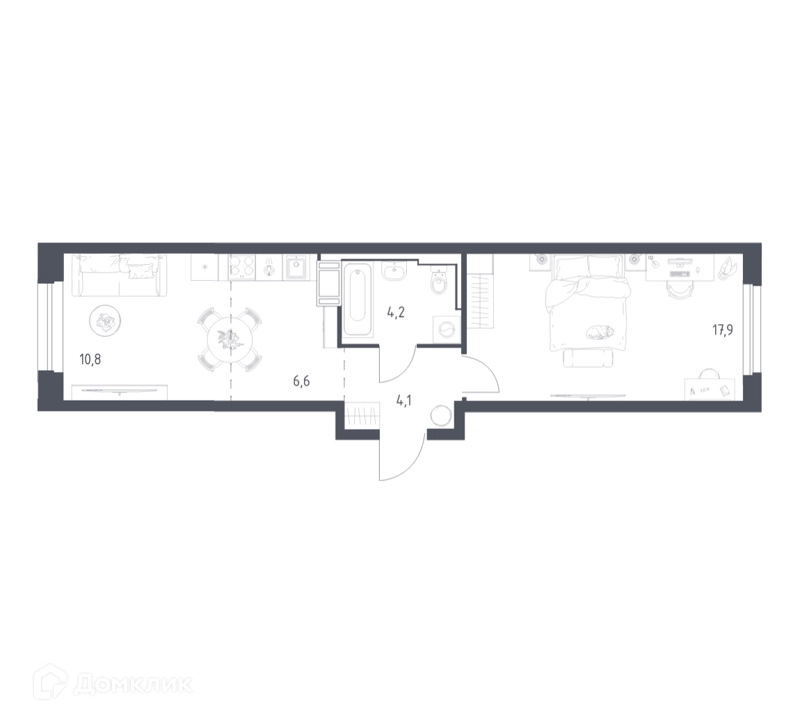 1-комнатная квартира 43.1 м² Мытищи Парк