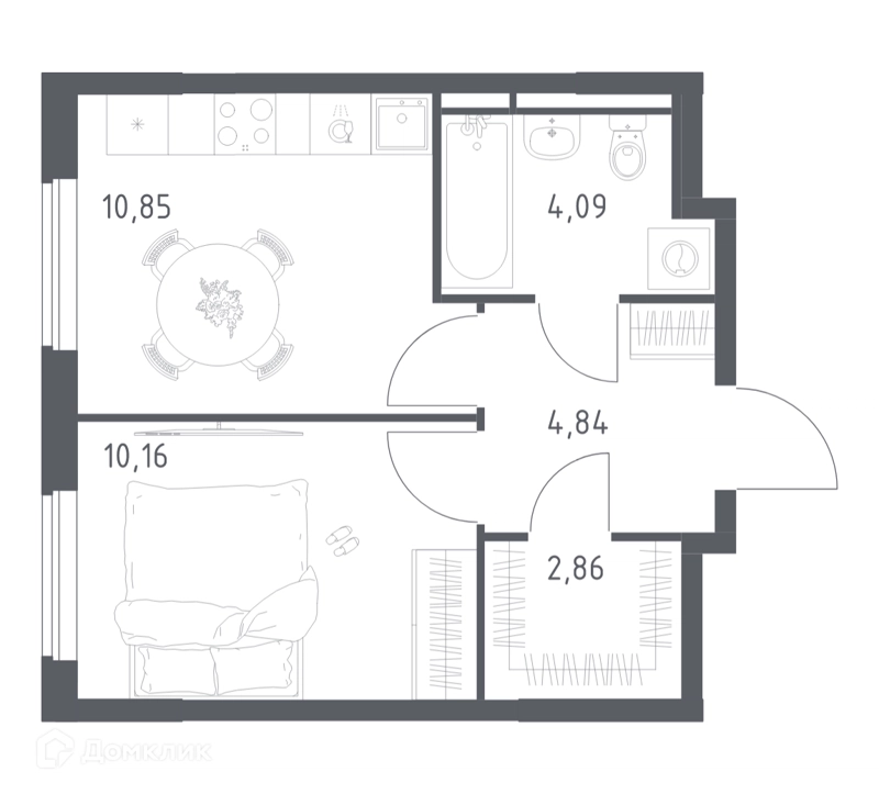 1-комнатная квартира 32.8 м² Мытищи Парк