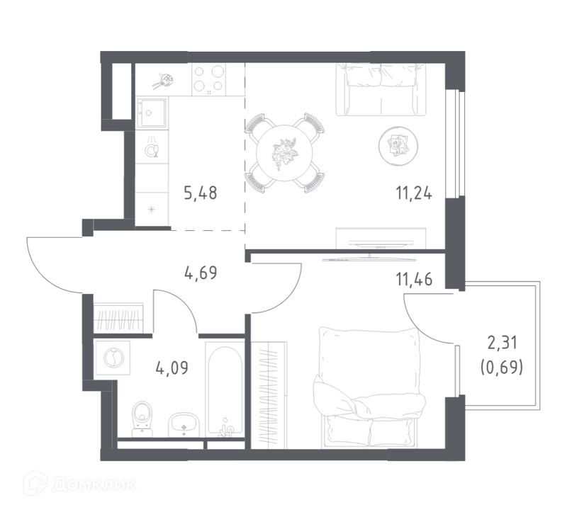 1-комнатная квартира 37.65 м² Мытищи Парк
