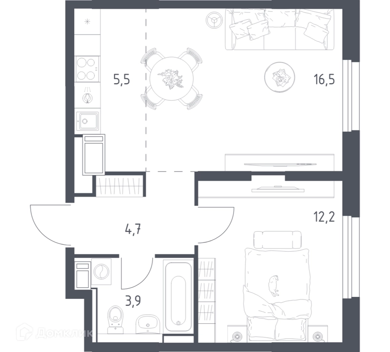 1-комнатная квартира 42.5 м² Мытищи Парк