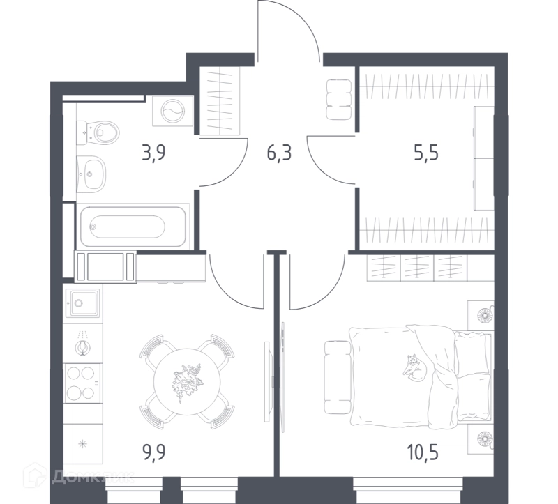 1-комнатная квартира 35.5 м² Мытищи Парк