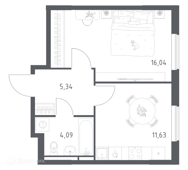 1-комнатная квартира 37.1 м² Мытищи Парк