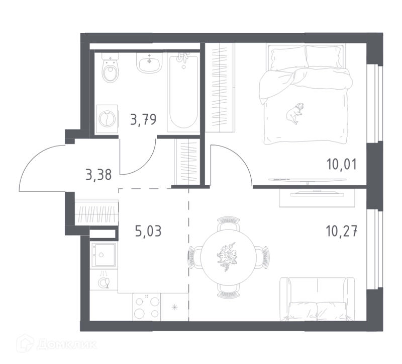 1-комнатная квартира 32.48 м² Мытищи Парк