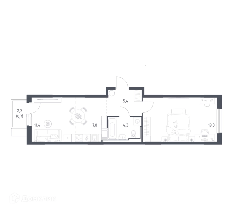 1-комнатная квартира 48 м² Мытищи Парк