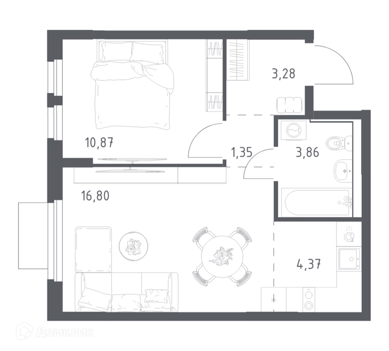 1-комнатная квартира 40.53 м² Мытищи Парк