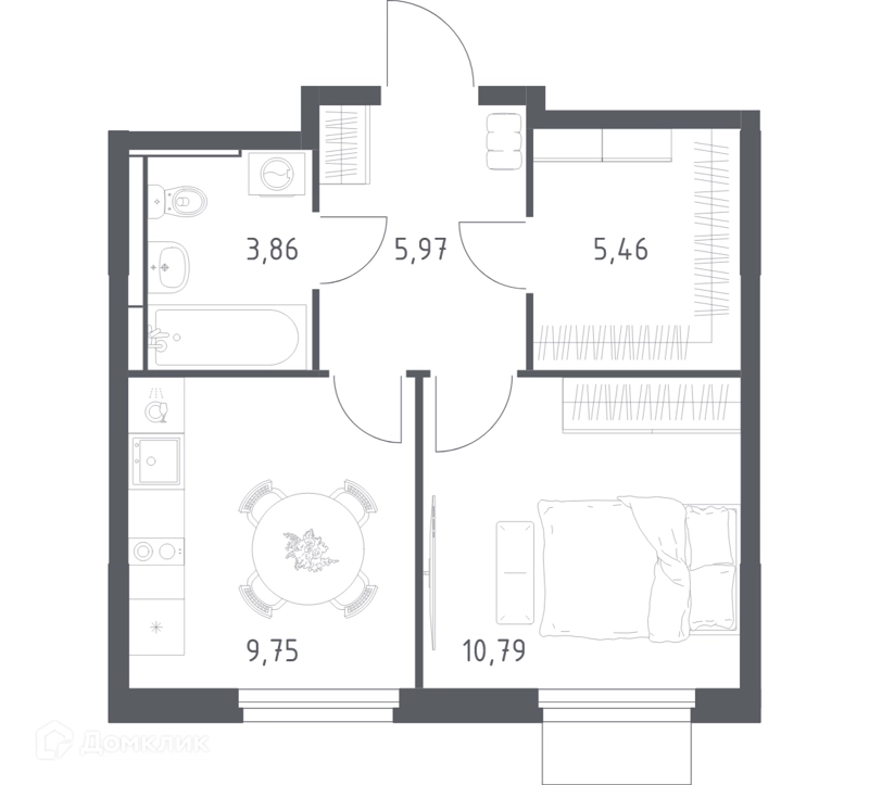 1-комнатная квартира 35.83 м² Мытищи Парк