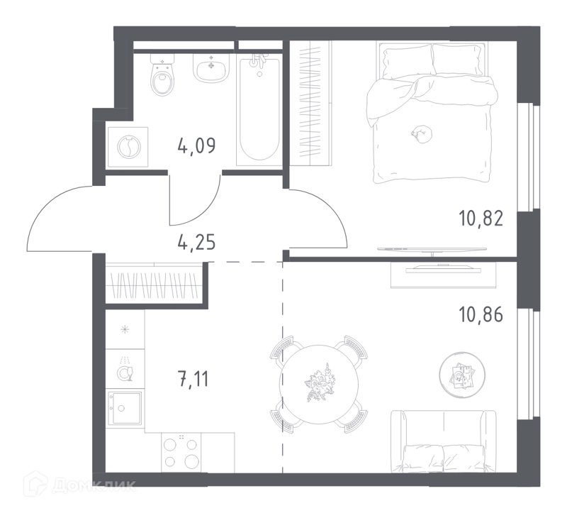 1-комнатная квартира 37.13 м² Мытищи Парк