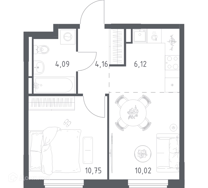 1-комнатная квартира 35.14 м² Мытищи Парк