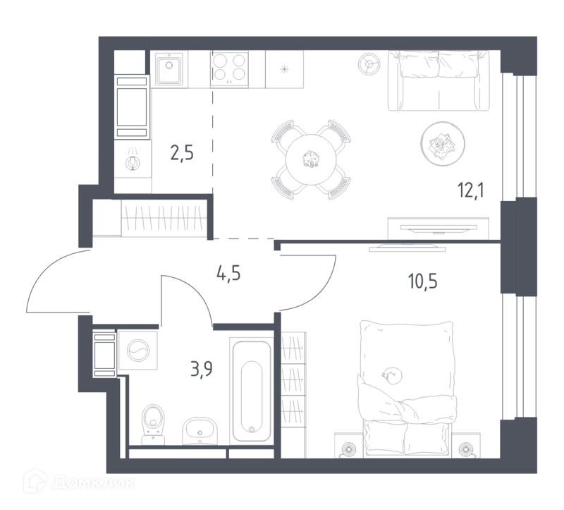 1-комнатная квартира 33 м² Мытищи Парк