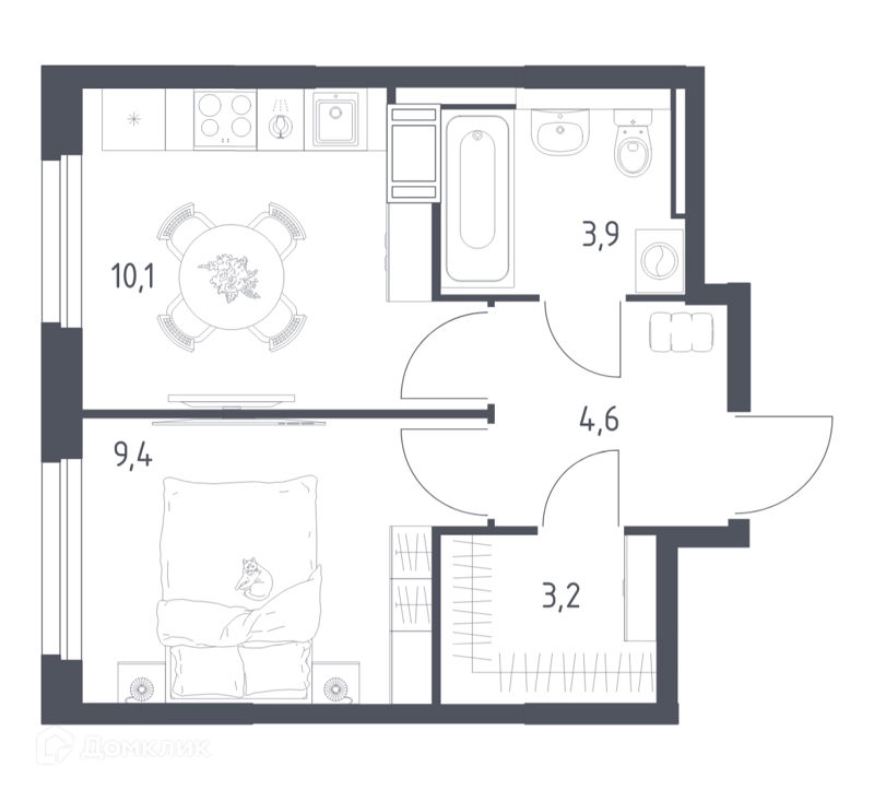 1-комнатная квартира 30.7 м² Мытищи Парк