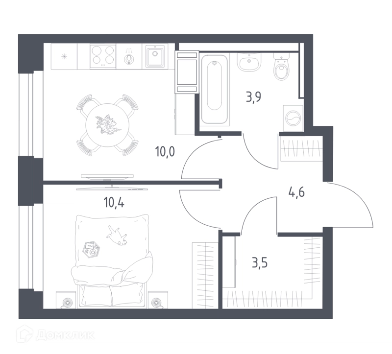 1-комнатная квартира 31.8 м² Мытищи Парк
