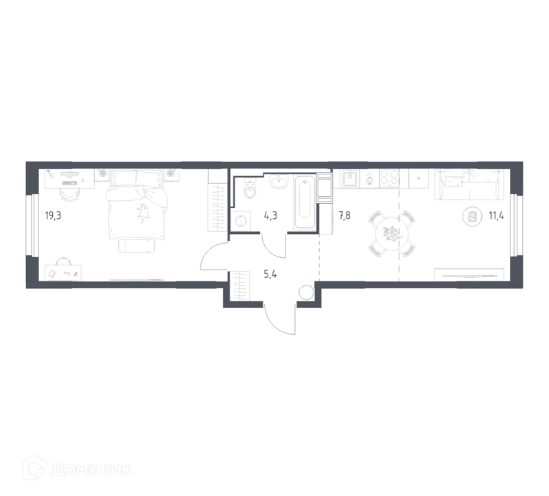 1-комнатная квартира 47.6 м² Мытищи Парк