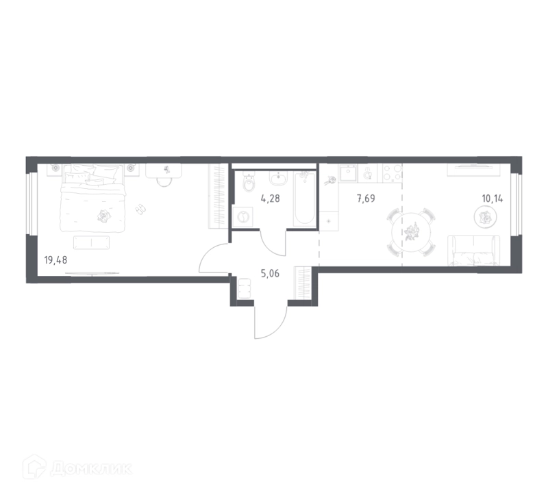 1-комнатная квартира 46.65 м² Мытищи Парк