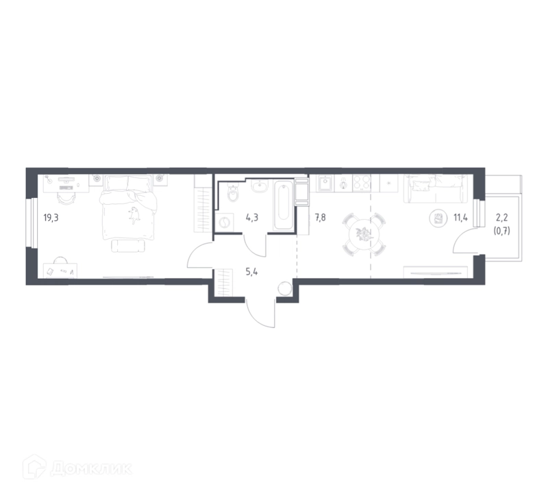 1-комнатная квартира 48.3 м² Мытищи Парк
