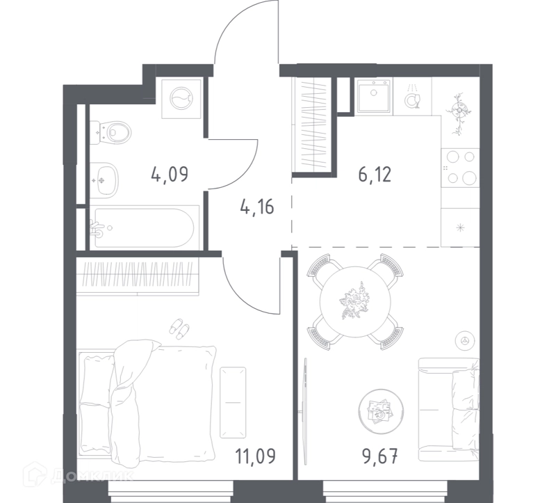 1-комнатная квартира 35.13 м² Мытищи Парк