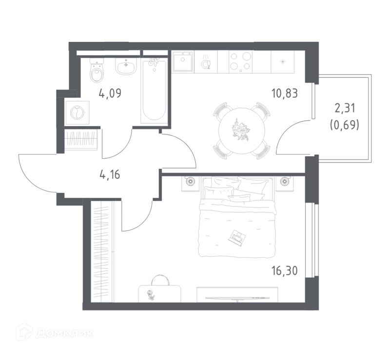 1-комнатная квартира 36.07 м² Мытищи Парк