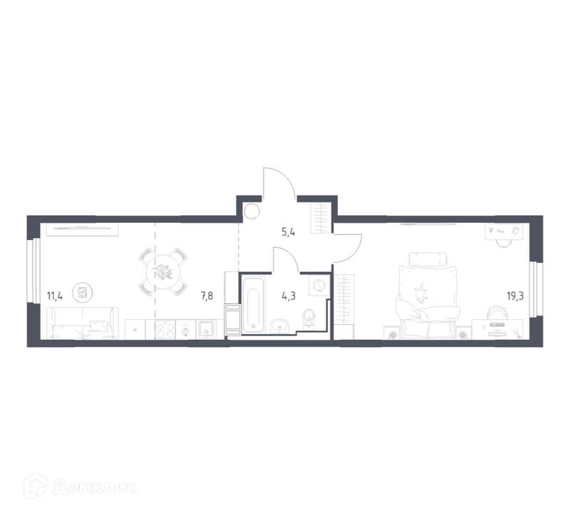 1-комнатная квартира 47.5 м² Мытищи Парк