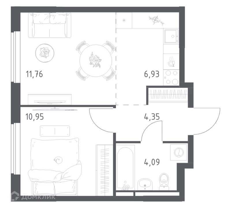 1-комнатная квартира 38.08 м² Мытищи Парк