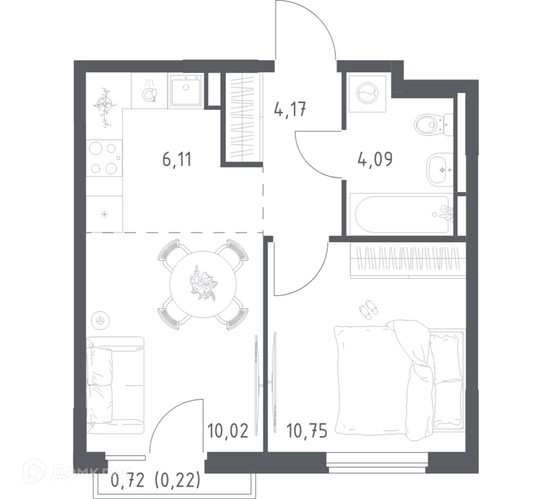 1-комнатная квартира 35.36 м² Мытищи Парк