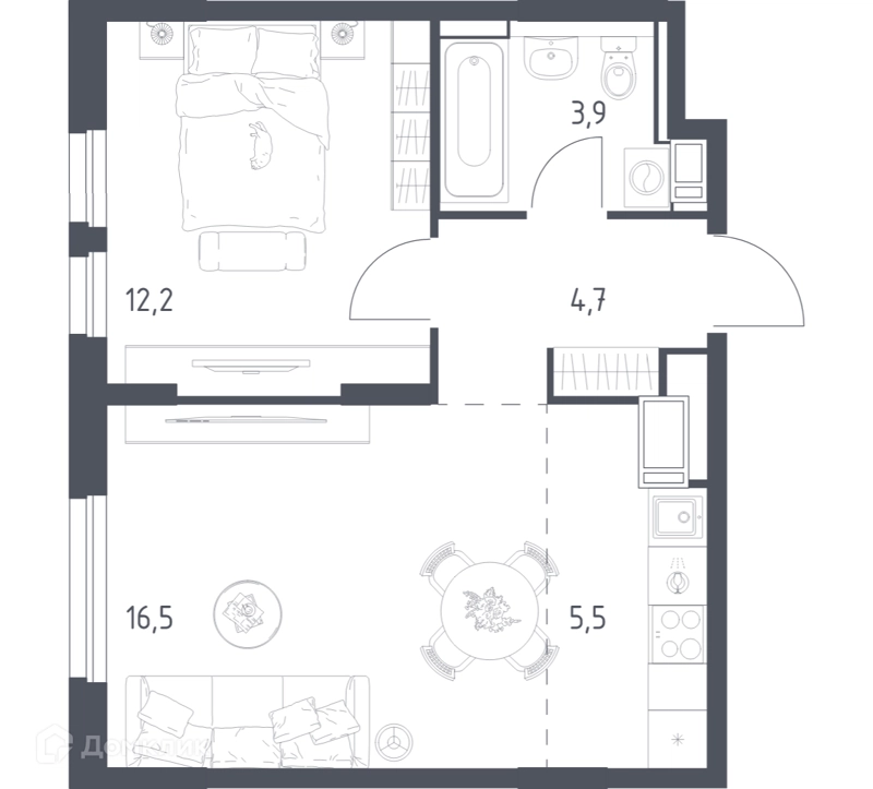 1-комнатная квартира 42.4 м² Мытищи Парк