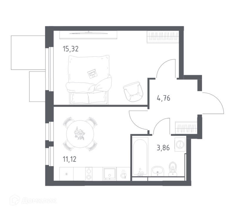 1-комнатная квартира 35.06 м² Мытищи Парк