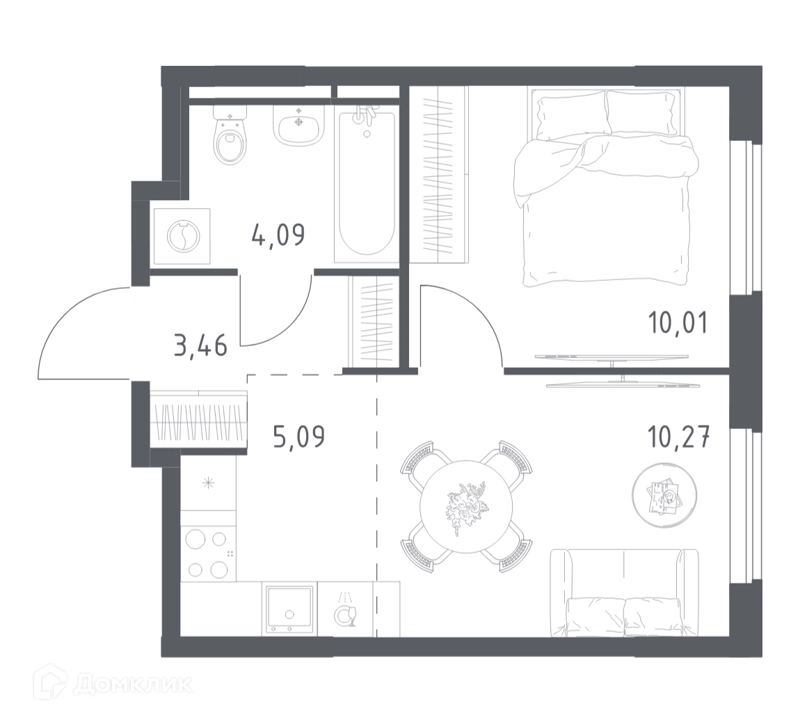 1-комнатная квартира 32.92 м² Мытищи Парк