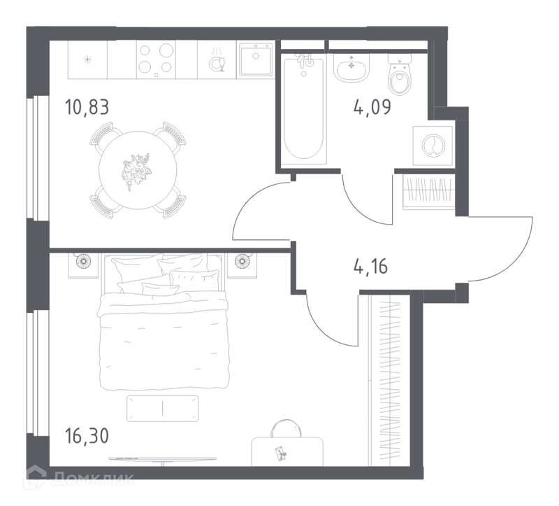 1-комнатная квартира 35.38 м² Мытищи Парк