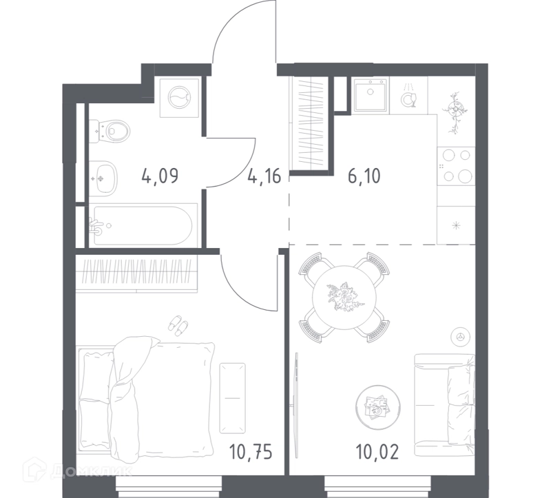 1-комнатная квартира 35.12 м² Мытищи Парк